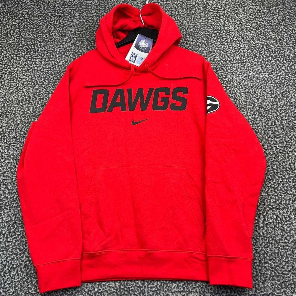 Nike Georgia Bulldogs Dawgs Hoodie Men Large Red NCAA Pullover New L